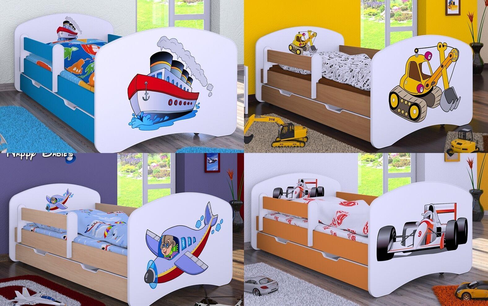 HB Kinderbett mit Matratze und Bettkasten - NEU , Verschiedene Motive Für Junge 180x90 cm Schiff ohne Schublade