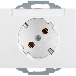Berker SCHUKO-Steckdose pws/gl 45Gr mit Beschriftungs-feld 47287109
