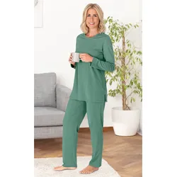 Baumwoll-Schlafanzug in grün in Größe 48/50 von DW-Shop, Grün, 48/50