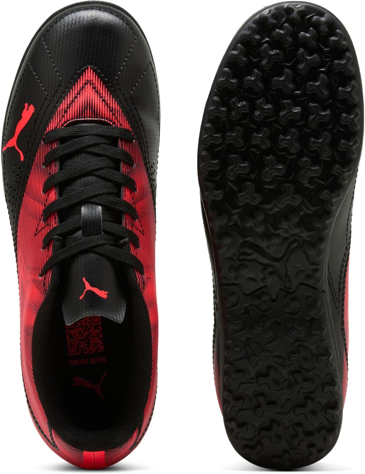 Fußballschuh PUMA "RAPID TT JR", Kinder, Gr. 36, rot (puma schwarz, ultra rot), Synthetik, Schuhe Fußballschuh, für synthetische Hartplätze