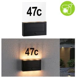 Paulmann 94725 Solar LED Hausnummernleuchte Neda Bewegungsmelder insektenfreundlich IP44 2200K 18lm