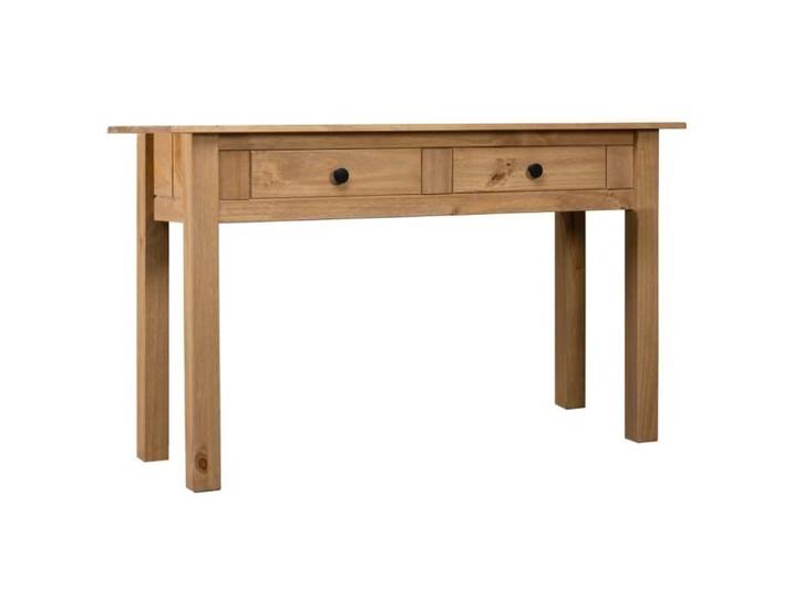Table console - Pin massif - Assortiment Panama - Marron - 2 tiroirs - Bois massif