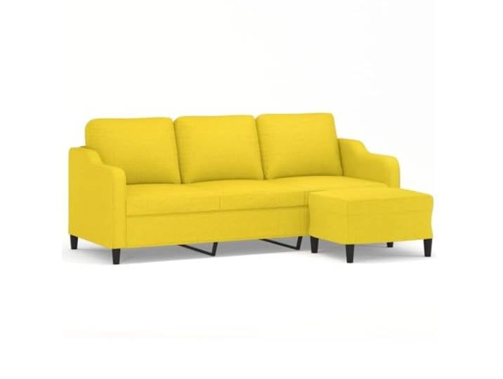 Makastle 3 Sitzer Sofa Couch mit Hocker Hellgelb 180 cm Stoff