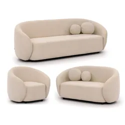 SITZGARNITUR 3+2+1 Roundi Cremeweiß Bouclé