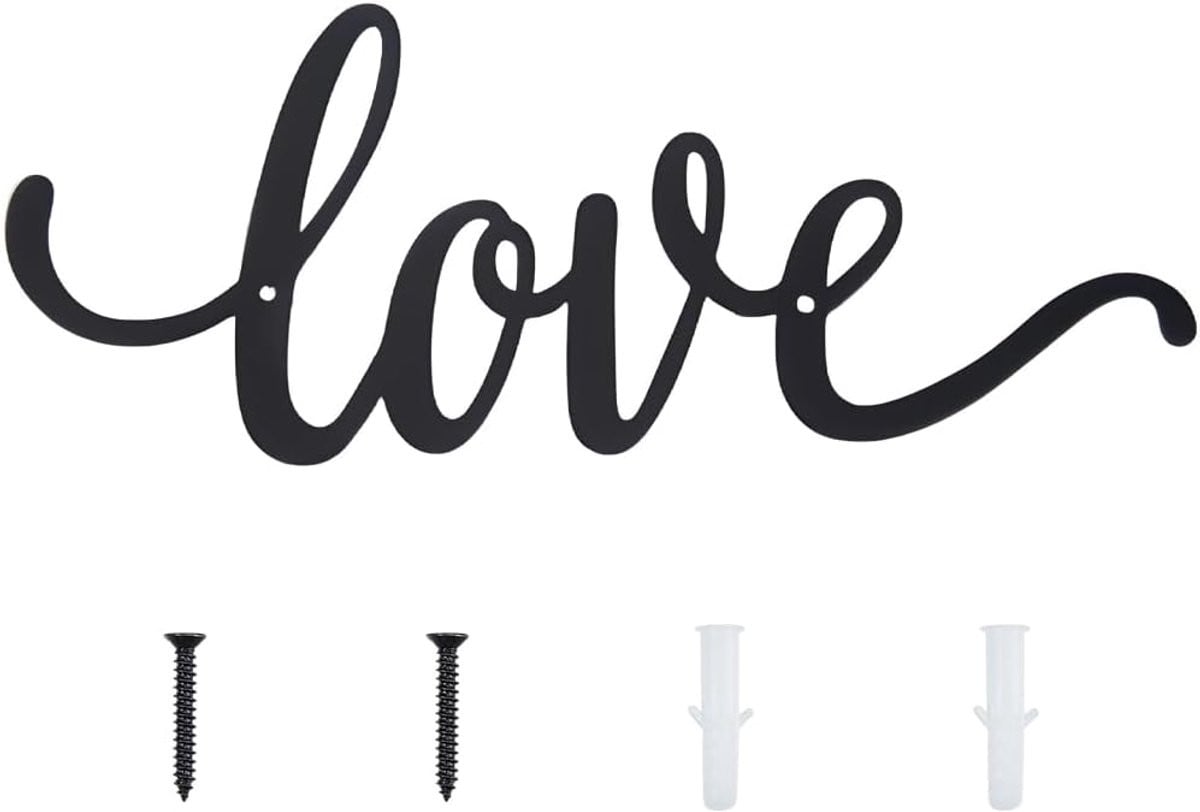 Dailygoods Liefde Woord Muurdecoratie van Zwart Metaal