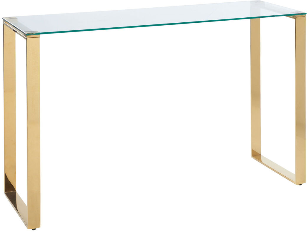 17 Stories Nurlana 120cm Glass Top Console Table Gold 75cm H X 120cm W X 40cm D