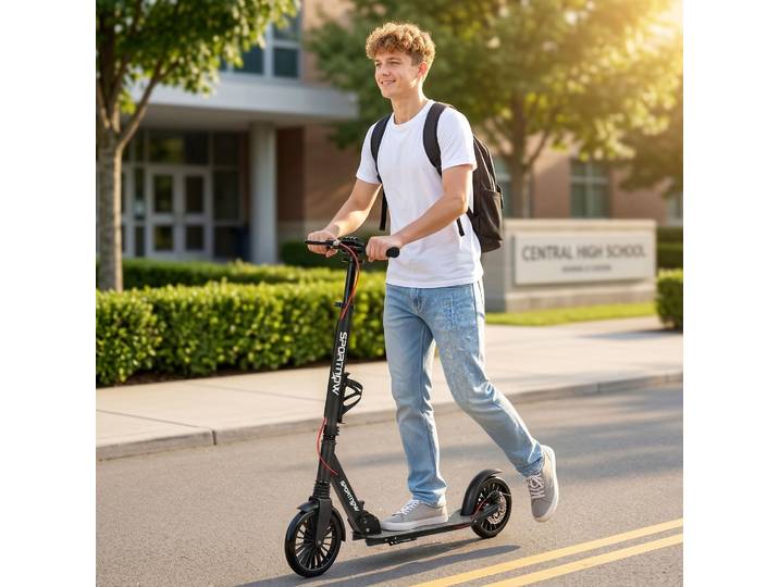 SPORTNOW Trottinette Aluminium Réglable Pliable Roues 20cm ABEC-7