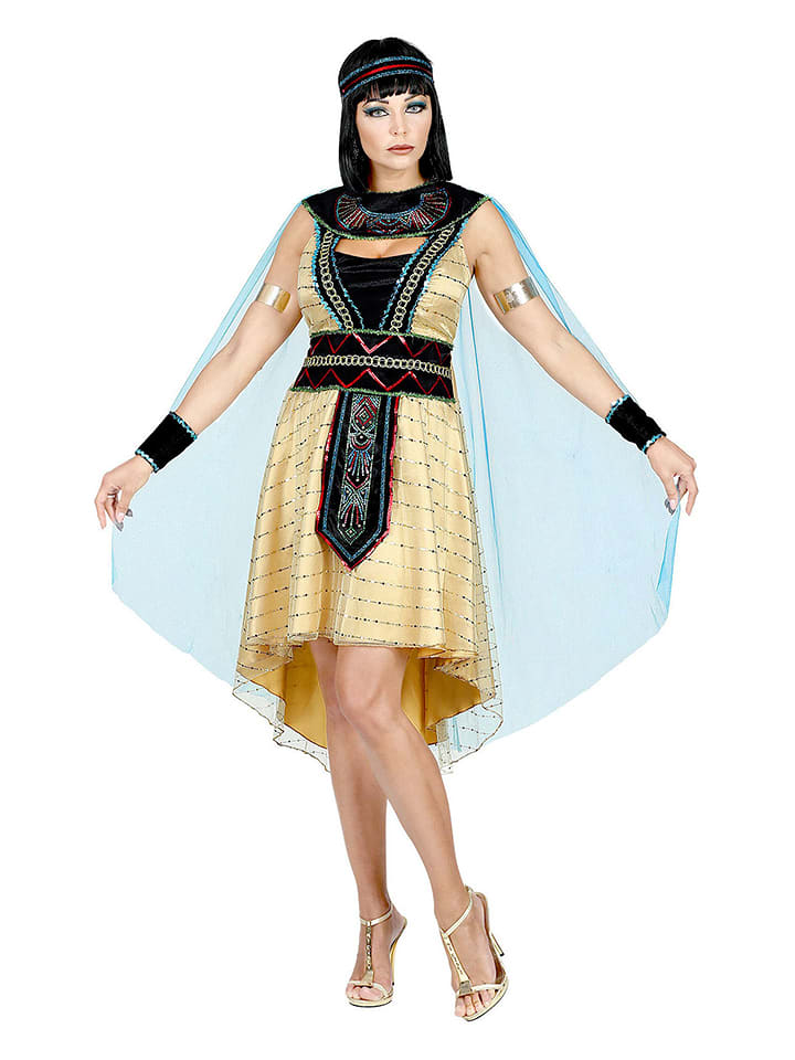 Carnival Party 3tlg. Kostüm "Ägyptische Königin" in Beige/ Hellblau - XL