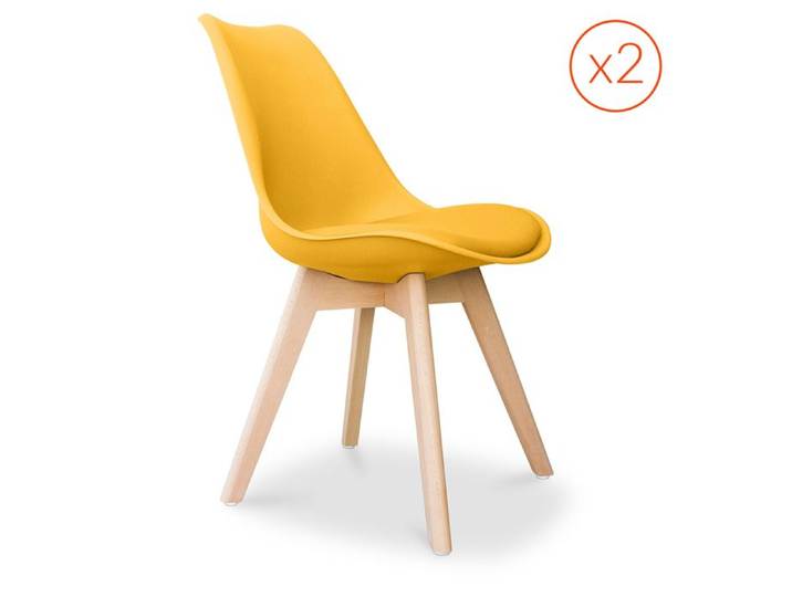 Ensemble de 2 chaises de design scandinave Brielle avec coussin - Matt Jaune