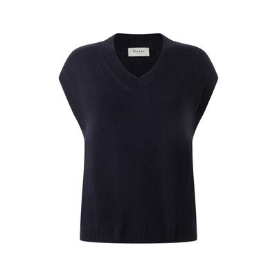 Pullunder MAERZ MUENCHEN "Maerz Muenchen 376200 Strickpullunder Damen Bekleidung", Damen, Gr. 38, blau, 100% Wolle, V-Ausschnitt, Pullover Pullunder