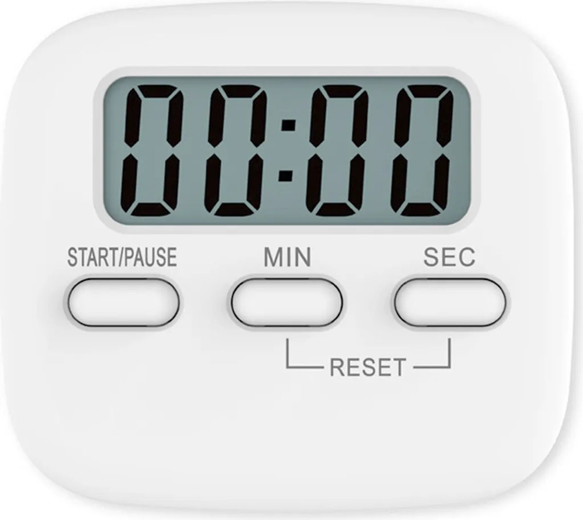 Digitale keukenwekker met LCD-scherm en magnetische bevestiging, wit