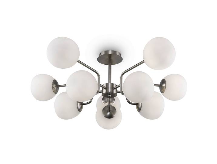 Suspension Erich - Type B Ø 91cm Blanc/Argenté Verre dépoli / Métal mixte E14