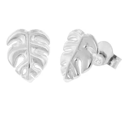 trendor 15943 Damen-Ohrringe Monsterablatt 925 Silber Ohrstecker