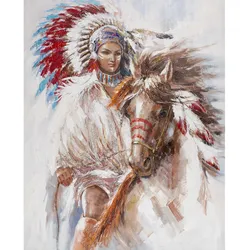 die Faktorei »Indianerin mit Pferd« Wandbild 120x150 cm