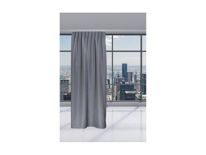 Vorhang Casa Leon Vulcano,Leinenstruk , grau, B:140cm H:245cm, Polyester, Gardinen, Vorhang