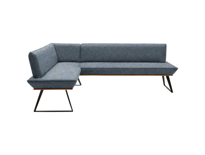 Voleo Eckbank, Anthrazit, Schwarz, Eichefarben, Metall, Eiche, massiv, L-Form, 243x183 cm, Stoffauswahl, seitenverkehrt erhältlich, Esszimmer, Bank, Eckbänke