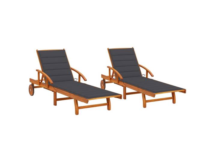 vidaXL Sonnenliegen 2 Stk. mit Auflagen Massivholz Akazie