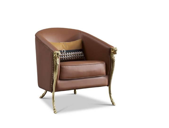 Xlmoebel Relaxsessel Designer Sessel 1 Sitzer Braun Leder Luxus Club Sofa (1-St., Designer Sessel), Made in Europa