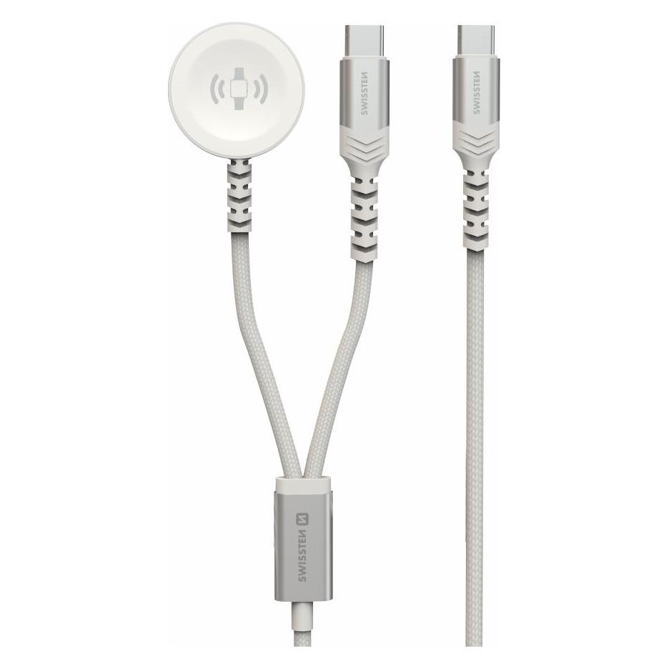 Swissten Wireless Charger 2In1 For Apple Watch And USB-C, USB-C 1.2 M White (22065504)