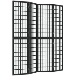 vidaXL 4-tlg. Paravent Japanischer Stil Faltbar 160x170 cm Schwarz