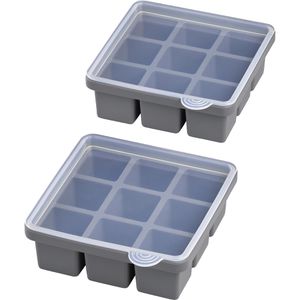 APS Eiswürfelform 36102, mit Deckel, flexibler Boden, 9 Würfel, Set 2 Stück