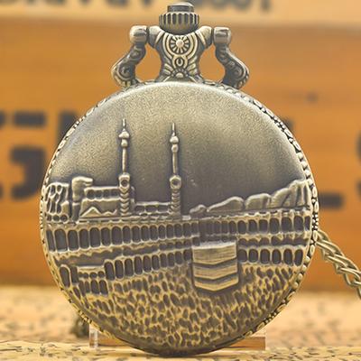 ModernMart Vintage Bronze Clamshell Simple Castle Style Carved Necklace Quartz Pocket Watch Gift For Male And Female Students bronze