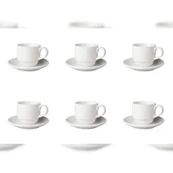 Mammoet Tasse und Untertasse Budgetline Breit 20 cl - 13.5 cm Weiß 6 Stück