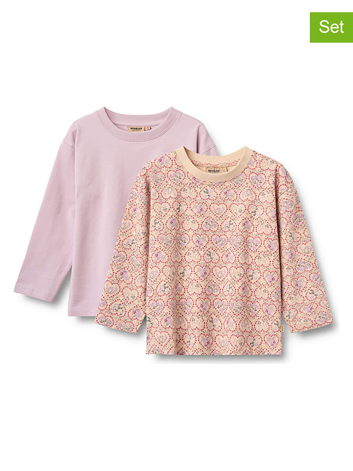 Wheat 2er-Set: Longsleeves "Dixie" in Rosa/ Orange - 116
