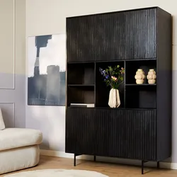 Highboard Wohnzimmerschrank in Schwarz 135 cm breit