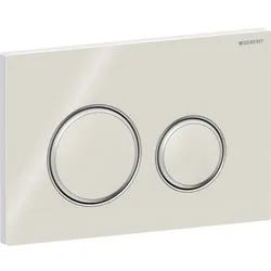 Geberit Sigma50 BetPl., rund, 2-Mengen-Sp. chrom glänzend / sandgrau, Glas