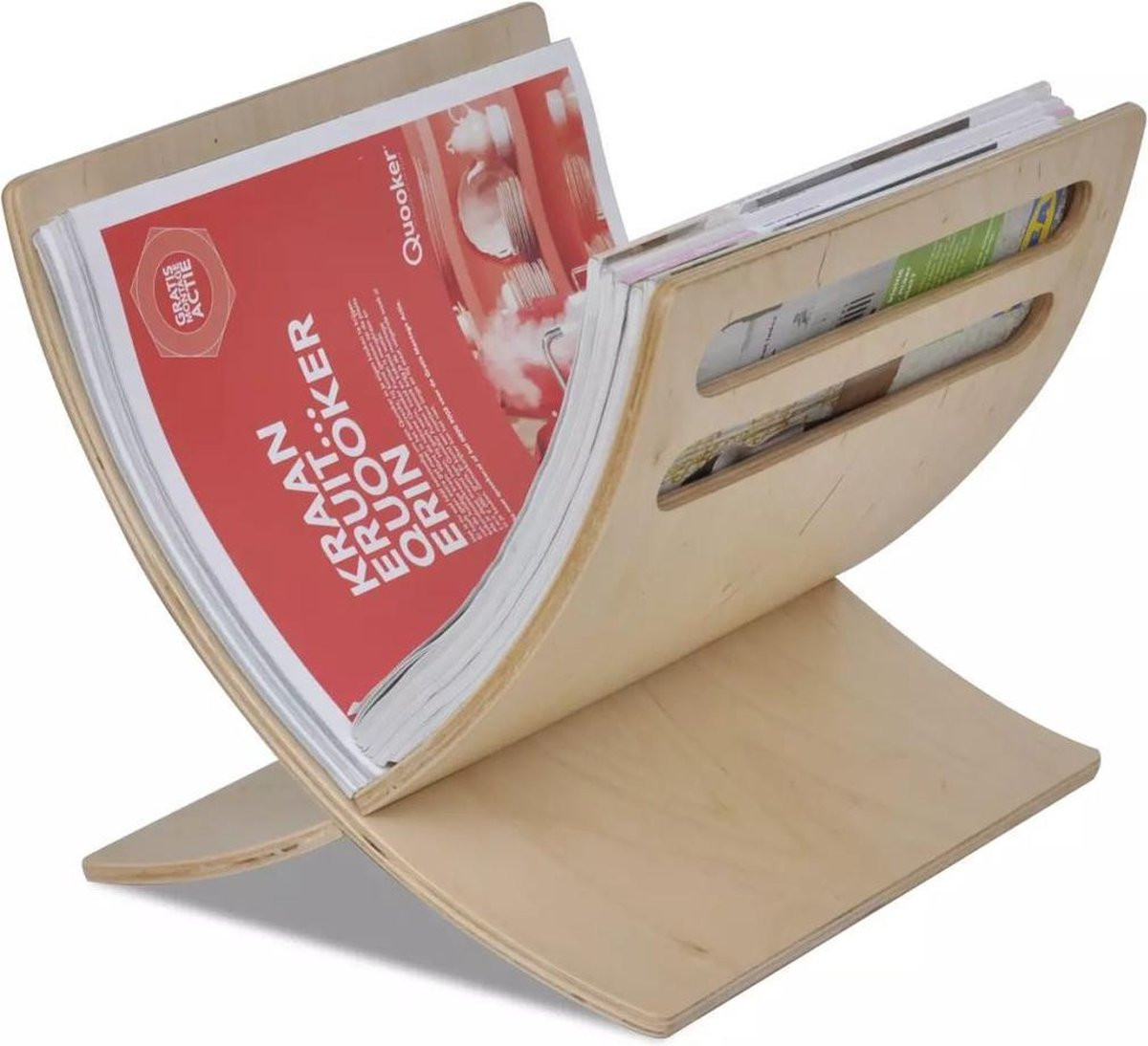vidaXL Tijdschriftenrek vloermodel in hout naturel