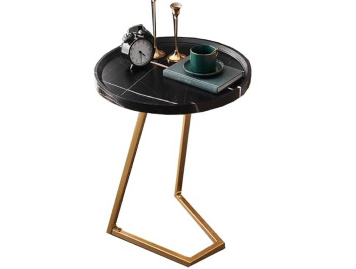 Couchtisch mit Metallrahmen, kleiner TV-Tabletttisch(/Black a,50CM)