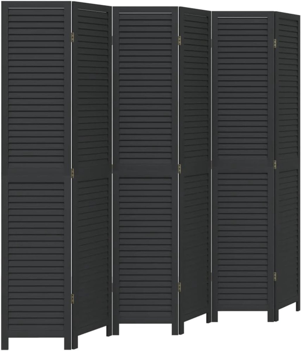 Zwart vouwbaar kamerverdeler scherm met 6 panelen, 215 cm
