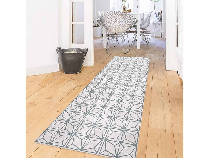 Tapis en vinyle carrelage Étoile 70 x 210cm Gris