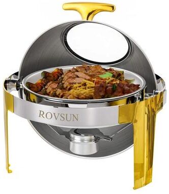 1/2 Set 6 QT Stainless Steel Round Roll Top Chafing Dish