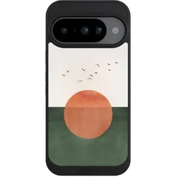 Nivocase Handyhülle für Google Pixel 10 Hülle NIVOpure Case Schwarz Sonnenschein Sonnenuntergang Vogel (Google Pixel 10), Smartphone Hülle, Schwarz