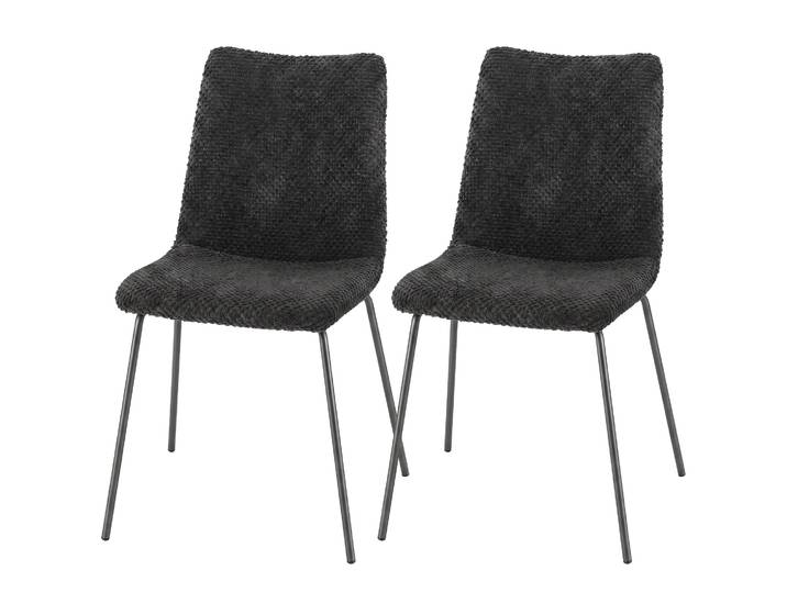 HOMCOM Eetkamerstoelen set van 2, keukenstoelen met fluwelen bekleding en metalen poten, donkergrijs