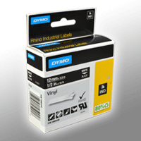 Dymo Label Band IND 1805435 weiß auf schwarz 12mm x 5,5m Vinyl