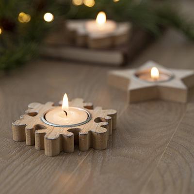 Multicon Wholesale Hub Christmas Tree Shape Candle Holder Wooden Snowflake Xmas Decor For Home Decoration tree