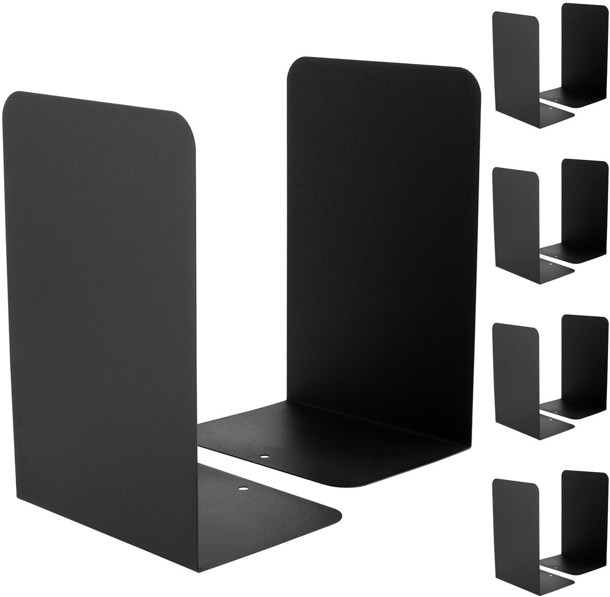 Dailygoody Boekensteunen - Zware metalen boekensteunen - Zwart - Anti-slip basis voor boeken en tijdschriften