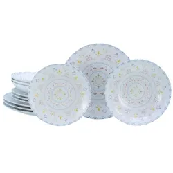 CreaTable Primavera Pastell Tellerset 12-tlg Steinzeug