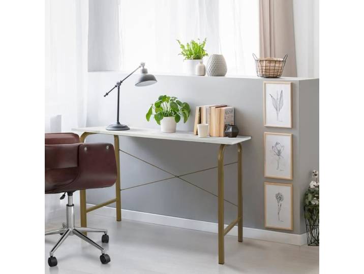 Bureau avec base de metal Teamson Home dore/blanc 100 X 40 X 74