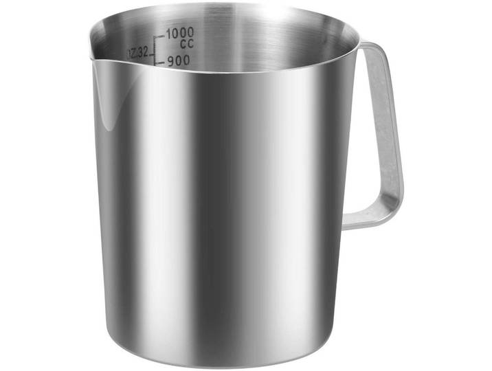 Messbecher Edelstahl 1000ml mit Feinskala Tropfschutz, Silberfarben, Metall, Backen & Backzubehör, Messbecher