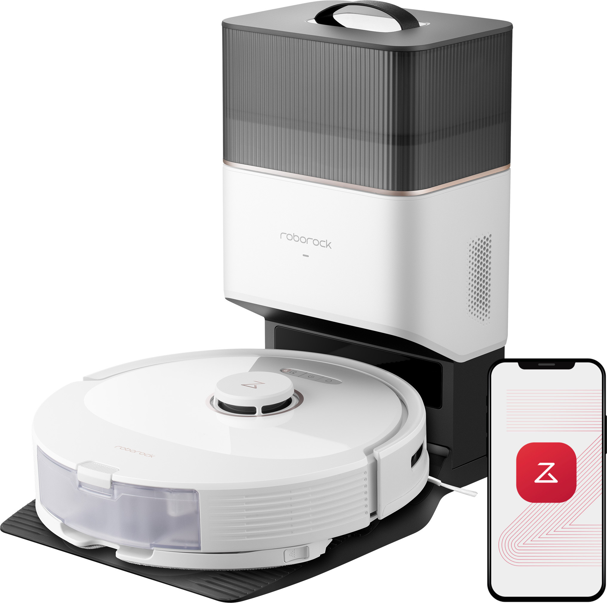 roborock Q8 Max+ Saugroboter mit Absaugstation, DuoRoller-Bürste, 5500Pa Saugkraft, Wischroboter PreciSense-LiDAR-Navigation (Weiß)