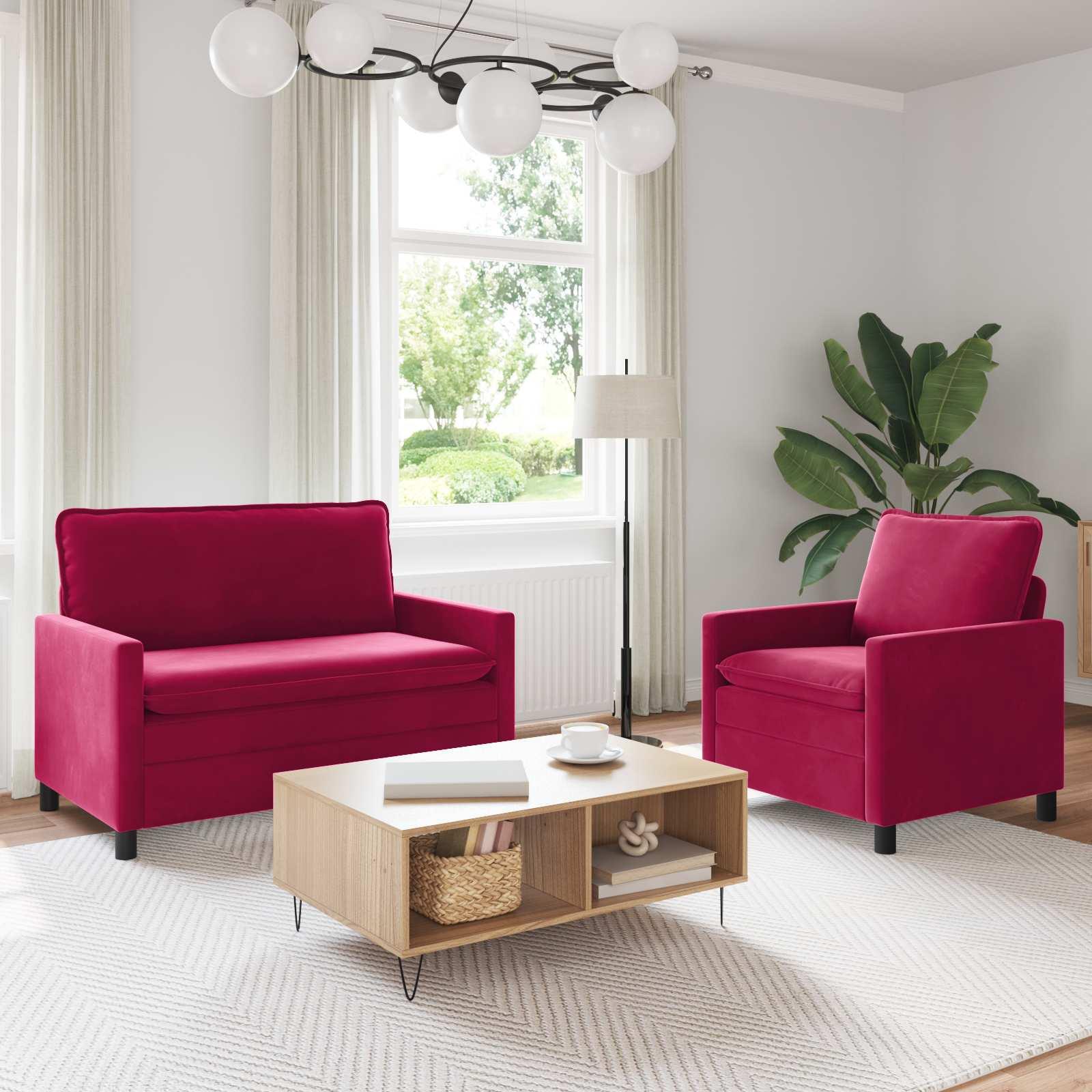 Maison Exclusive - Sofa Set 2 stk. Weinrot Samt