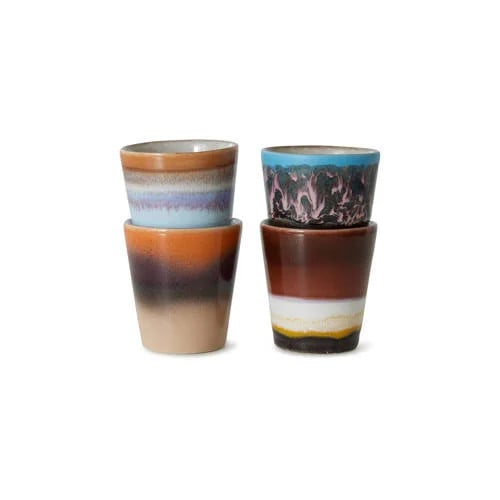 HKLiving Ristretto espresso kopjes 70s set van 4, 80 ml