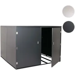 4er-Fahrradgarage HWC-L56c, Gerätehaus Fahrradbox mit Ablage, abschließbar Metall 160x222x208cm ~ anthrazit