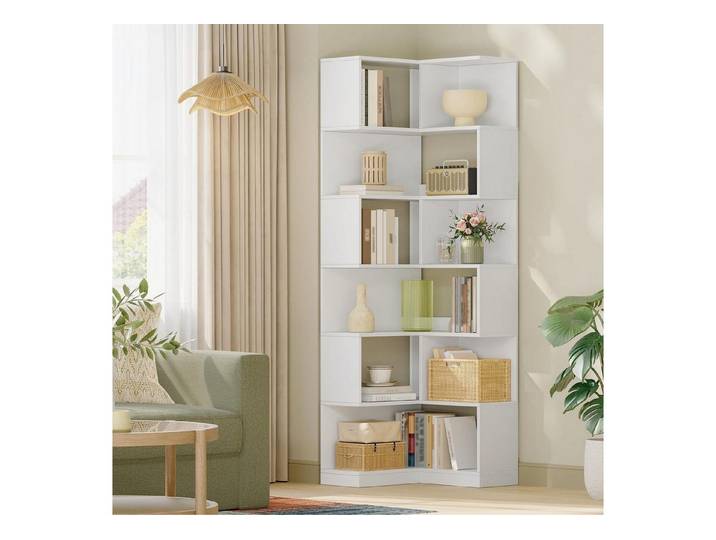 LuxusKollektion Eckregal Eckregal L-Form 7-stöckig Weiß, 1-tlg.