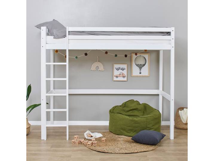 Hochbett HOPPEKIDS ECO Dream , weiss (weiß), Liegefläche B/L: 90cm x 200cm, kein Härtegrad, kein Härtegrad, Hochbetten, Hochbett, 90x200 Massiv, umbaubar zum Einzelbett