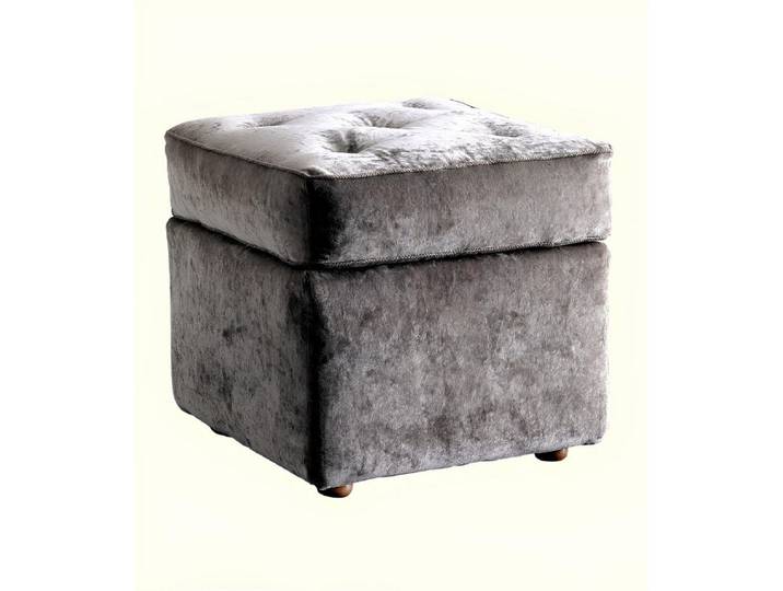 JVmoebel Fußhocker Eleganter Velvet Hocker in Silber mit stabilen Holzfüßen (1 St), Made in Europa